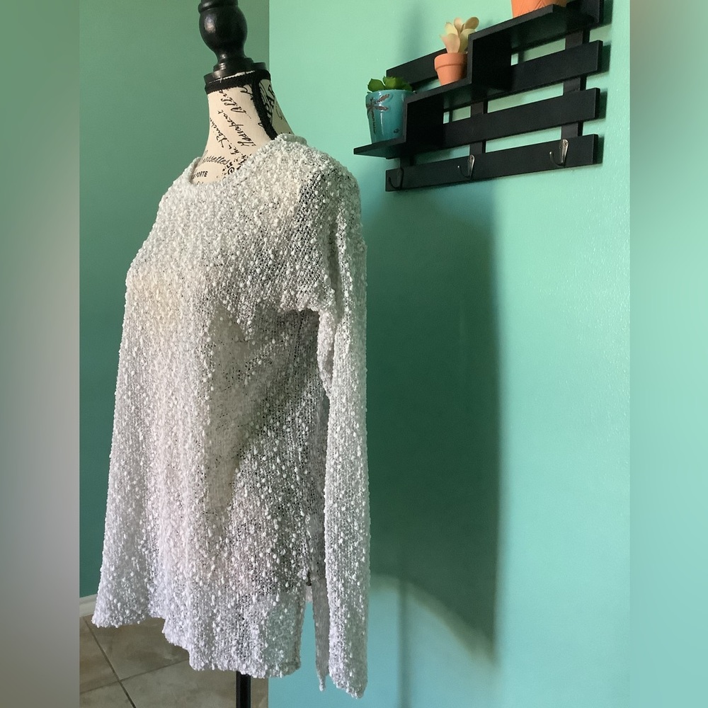 Aeropostale Chenille Silver Metallic Long Sleeves Sweater Size